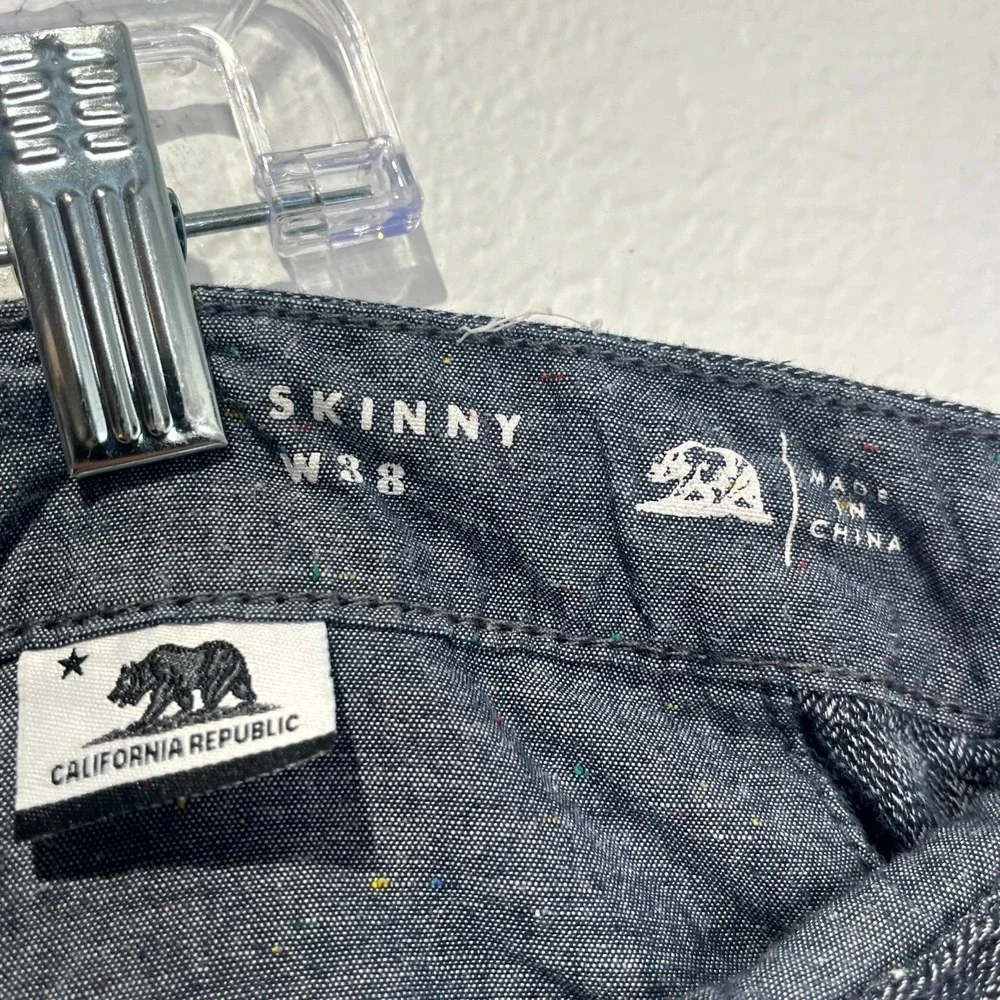 California‎ Republic Bullhead Denim Co Skinny Shorts Mens W38 Gray Herringbone